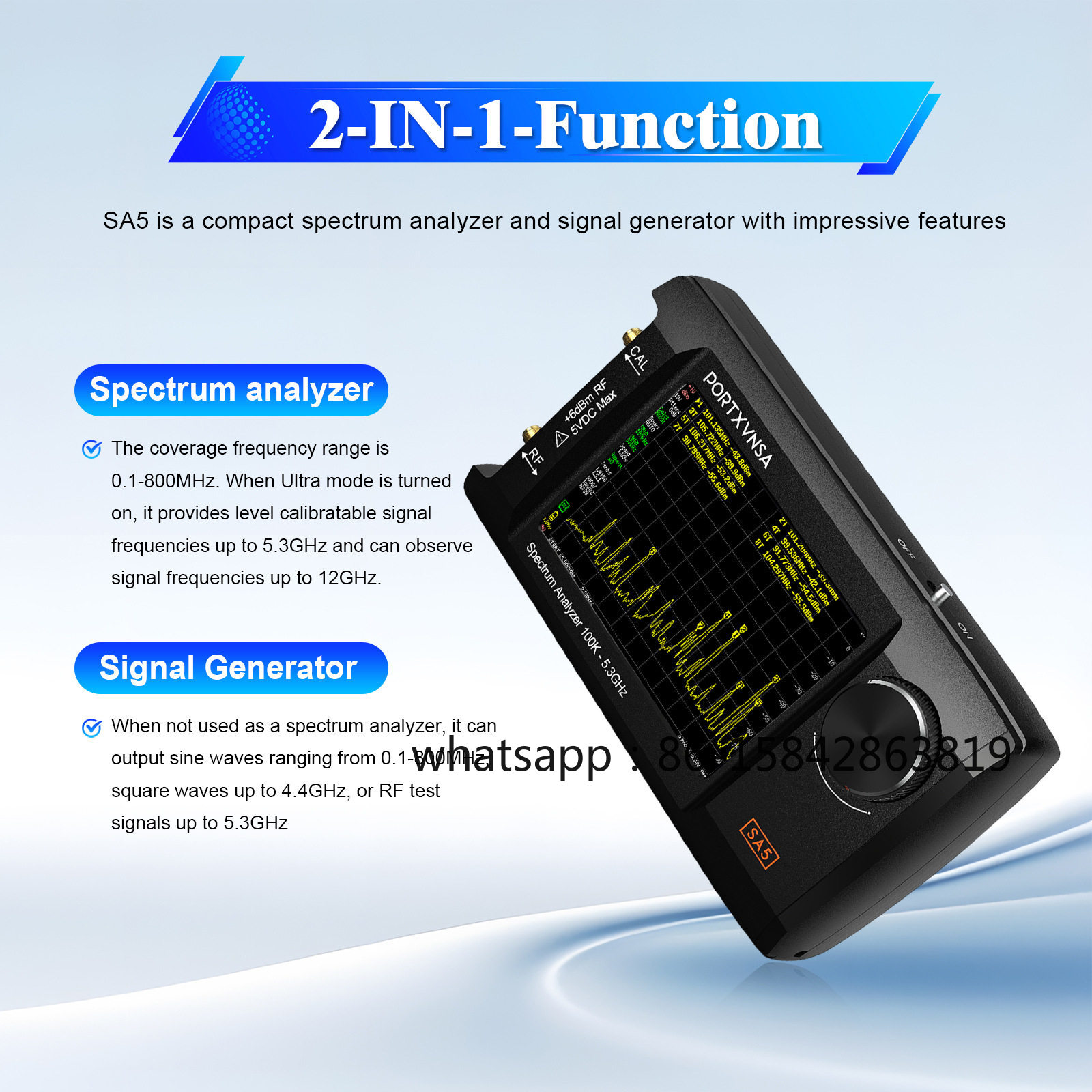 SA5 ポータブルスペクトラムアナライザ、100kHz-5. - Signal Generator Spectrum Analyzer のレビューと価格