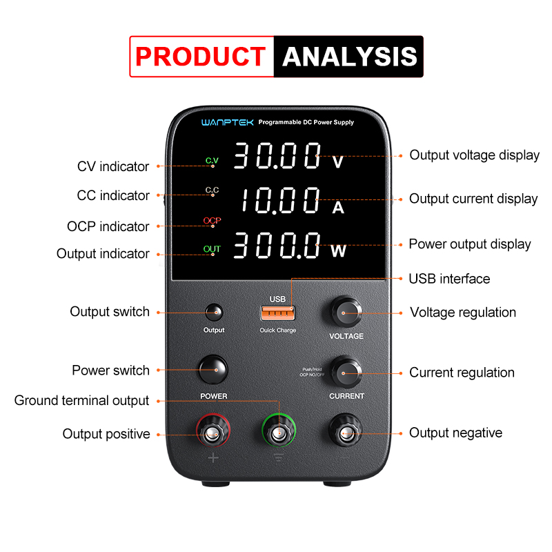 Wanptek プログラマブル DC 電源 WPS3010H - Programmable Dc Power Supply 30V 10A のレビューと価格