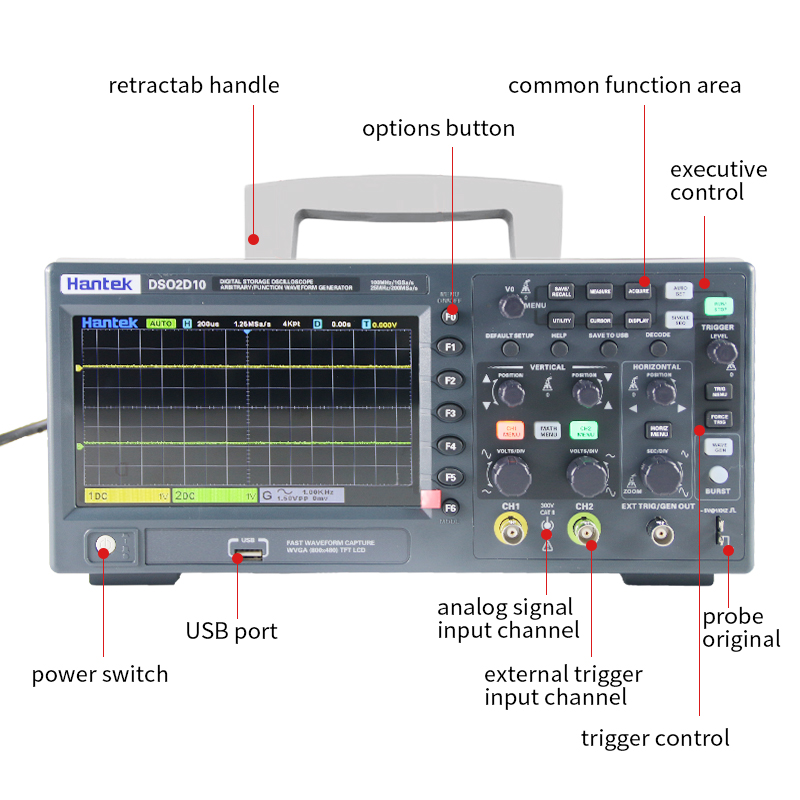Hantek DSO2D10 デジタルストレージオシロスコー - Digital Storage Oscilloscope 100Mhz のレビューと価格